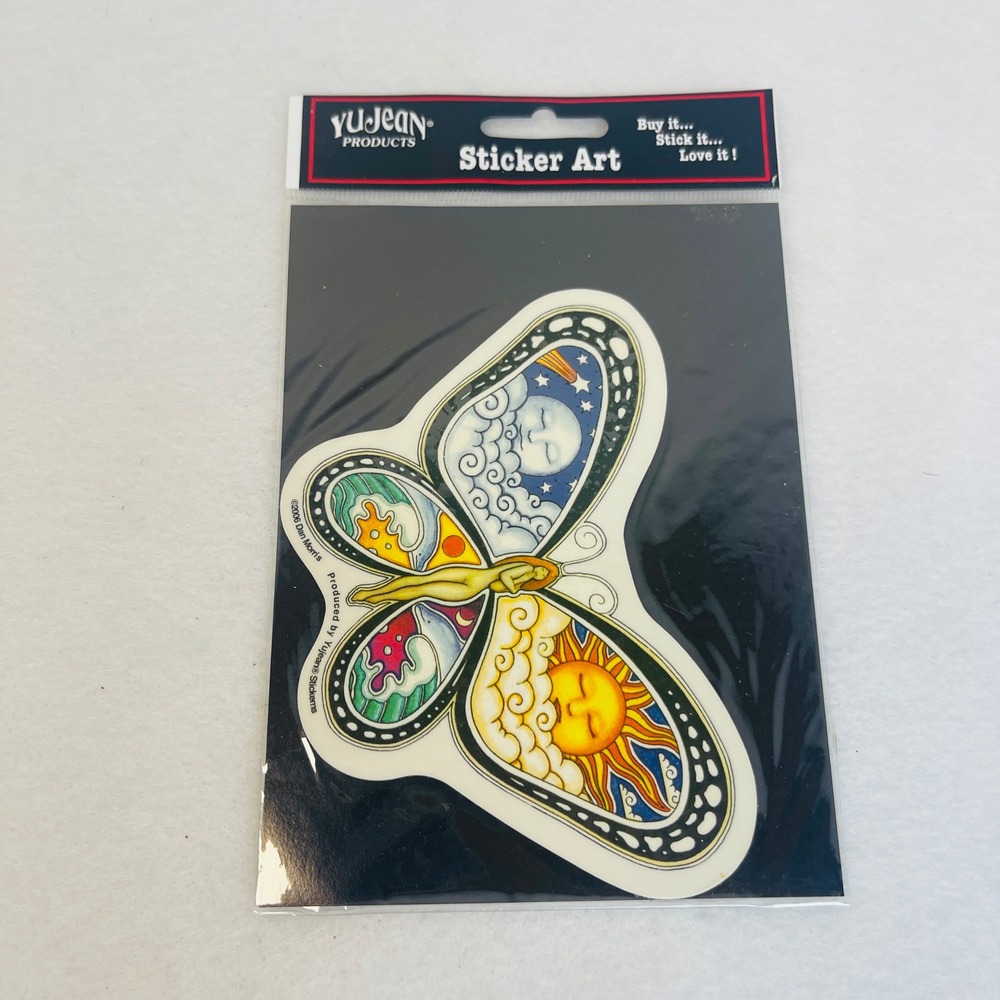 YuJean Sticker Art Dan Morris Butterfly Sun Moon Celestial Multicolor New